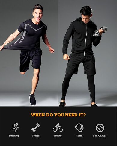 4PCS Gym Clothes for Men,Workout Sets incluir Compression Shirt Pants Hoodie for outdoor sports running,indoor fitness in Saudi Arabia