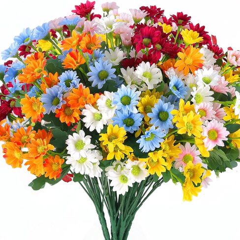 Artificial Silk Daisy Flowers,6 Bundle Silk Daisy, Artificial Daisy for Home Decoration, Fake Wildflowers Spring Flowers for Wedding Outdoor and Indoor Decoration (6, Multiple Color) in Saudi Arabia