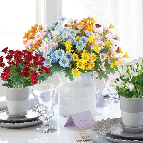 Artificial Silk Daisy Flowers,6 Bundle Silk Daisy, Artificial Daisy for Home Decoration, Fake Wildflowers Spring Flowers for Wedding Outdoor and Indoor Decoration (6, Multiple Color) in Saudi Arabia