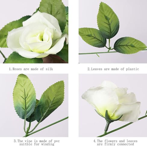 5 عبوات من إكليل الورد المزيف بطول 40 قدمًا، من الحرير الاصطناعي لزهرة الورد الأبيض، إكليل الزهور المعلقة، سلسلة زهور الزفاف لتزيين حديقة الحفلات in Kuwait