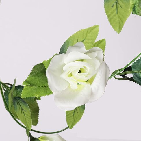 5 عبوات من إكليل الورد المزيف بطول 40 قدمًا، من الحرير الاصطناعي لزهرة الورد الأبيض، إكليل الزهور المعلقة، سلسلة زهور الزفاف لتزيين حديقة الحفلات in Kuwait