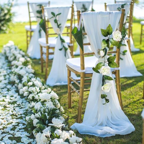 5 عبوات من إكليل الورد المزيف بطول 40 قدمًا، من الحرير الاصطناعي لزهرة الورد الأبيض، إكليل الزهور المعلقة، سلسلة زهور الزفاف لتزيين حديقة الحفلات in Kuwait