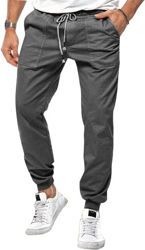 سراويل البضائع الرجالية للركض سراويل طويلة للمشي لمسافات طويلة من القطن للرجال ملابس غير رسمية في الهواء الطلق كرة السلة الرياضة رمادي L in Kuwait