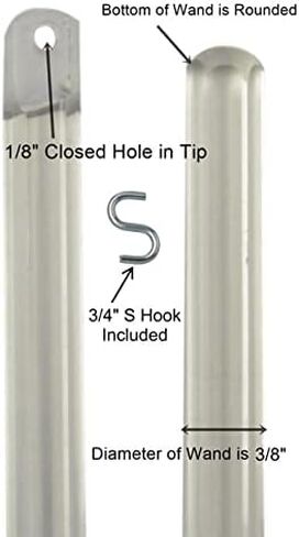 قضيب عصا مائلة صغيرة للنافذة بطول 91.44 سم - قضبان بديلة للستائر والظلال - خطاف على شكل حرف S، 3 قطع in Kuwait