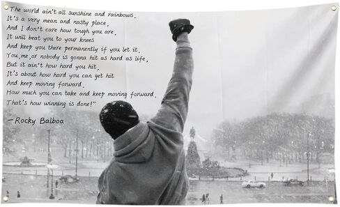 Rocky Flag 3X5Ft Funny Flag Sunshine and Rainbows Quote Motivational Inspirational Flags For College Dorm Room Man Cave Office Gym Dorm Wall Decor in Kuwait