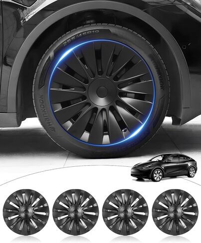 أغطية عجلات Tesla Model Y، أغطية محور ABS، غطاء عجلة بديل لحماية حافة سوداء غير لامعة مقاس 19 بوصة متوافق مع ملحقات Tesla Model Y 2020-2023 (4 قطع) in Kuwait
