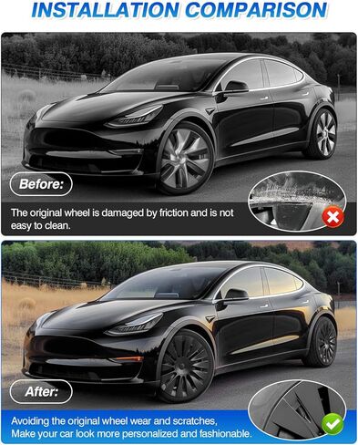 أغطية عجلات Tesla Model Y، أغطية محور ABS، غطاء عجلة بديل لحماية حافة سوداء غير لامعة مقاس 19 بوصة متوافق مع ملحقات Tesla Model Y 2020-2023 (4 قطع) in Kuwait