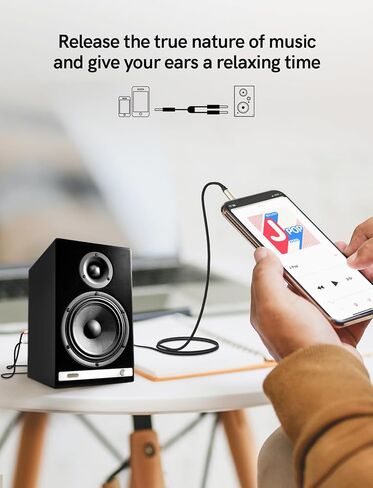 3.5mm to 2RCA Cable 5FT, Aux to 2RCA Gold-Plated Nylon Braided 3.5mm Male to 2RCA Male Auxiliary Stereo Audio Y Splitter MP3, Speakers, Home Theater, Smartphones, Tablets,HDTV… in Saudi Arabia