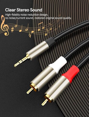 3.5mm to 2RCA Cable 5FT, Aux to 2RCA Gold-Plated Nylon Braided 3.5mm Male to 2RCA Male Auxiliary Stereo Audio Y Splitter MP3, Speakers, Home Theater, Smartphones, Tablets,HDTV… in Saudi Arabia