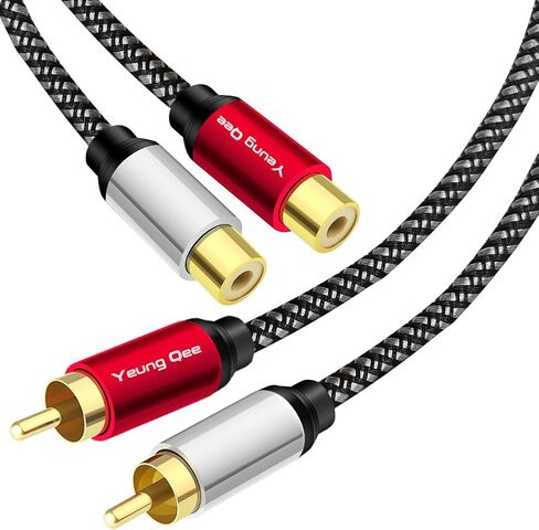 2RCA ذكر إلى 2RCA أنثى تمديد كابل 6 قدم، 2 RCA تمديد كابل النايلون جديلة 2 RCA ذكر إلى 2 RCA أنثى ستيريو كابل تمديد الصوت (6FT / 2M) in Kuwait