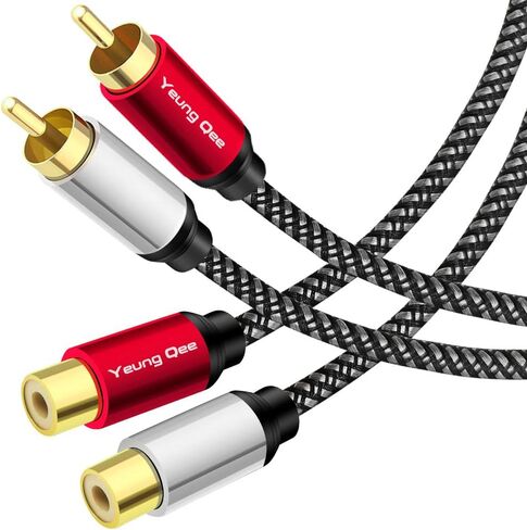 2RCA ذكر إلى 2RCA أنثى تمديد كابل 6 قدم، 2 RCA تمديد كابل النايلون جديلة 2 RCA ذكر إلى 2 RCA أنثى ستيريو كابل تمديد الصوت (6FT / 2M) in Kuwait