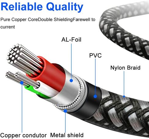 2RCA ذكر إلى 2RCA أنثى تمديد كابل 6 قدم، 2 RCA تمديد كابل النايلون جديلة 2 RCA ذكر إلى 2 RCA أنثى ستيريو كابل تمديد الصوت (6FT / 2M) in Kuwait