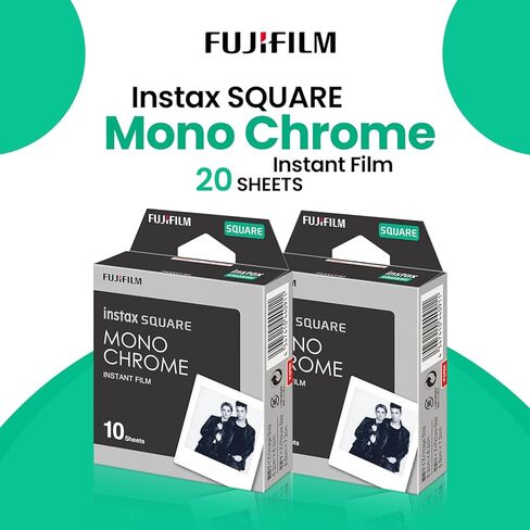 Fujifilm Instant Square Monochrome Film 20 Sheets + BluebirdSales Microfiber Cleaning Cloth for Instant Photography in Kuwait