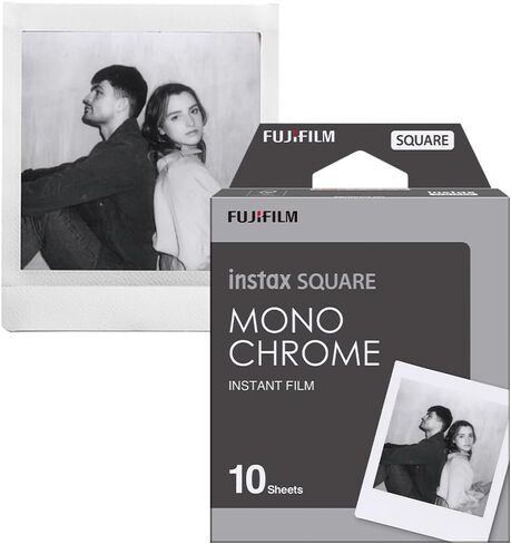 Fujifilm Instant Square Monochrome Film 20 Sheets + BluebirdSales Microfiber Cleaning Cloth for Instant Photography in Kuwait