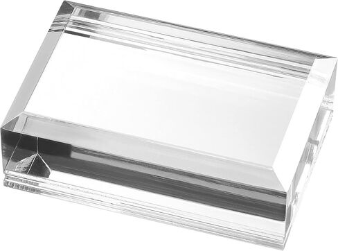 Modern Innovations Slide-in Business Card Holder W/Paper Weight - Shatterproof Acrylic Business Card Holder - Crystal Clear Business Card Display Holder for Professional & Home Office, Reception Desk in Kuwait