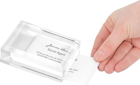 Modern Innovations Slide-in Business Card Holder W/Paper Weight - Shatterproof Acrylic Business Card Holder - Crystal Clear Business Card Display Holder for Professional & Home Office, Reception Desk in Kuwait