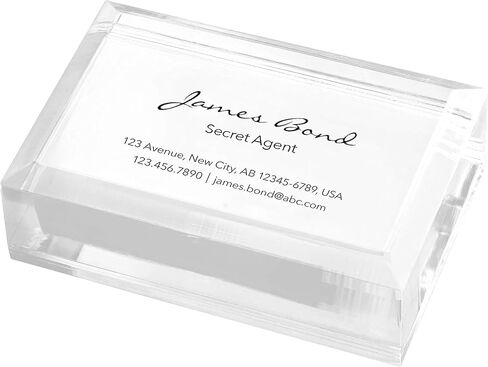 Modern Innovations Slide-in Business Card Holder W/Paper Weight - Shatterproof Acrylic Business Card Holder - Crystal Clear Business Card Display Holder for Professional & Home Office, Reception Desk in Kuwait