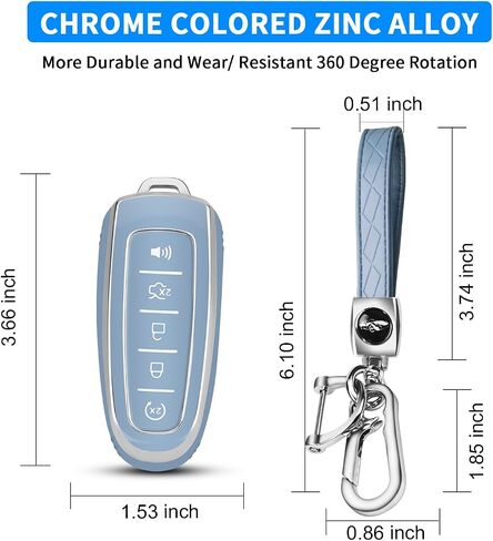 غطاء QBUC Ford Key fob، واقي حافظة مفاتيح السيارة الناعم TPU 360 درجة مع سلسلة مفاتيح متوافقة مع ملحقات Ford C-Max Edge Escape Expedition Explorer Flex Focus Taurus Lincoln MKS MKT MKX Navigator (أسود) in Kuwait