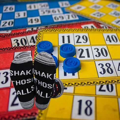 JXGZSO Funny Bingo Socks Shake Those Balls Socks Lucky Bingo Gift Bingo Game Lover Gift in Saudi Arabia