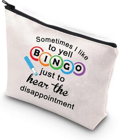 MNIGIU Bingo Gambler Gift Bingo Cosmetic Makeup Bag Sometimes I Like To Yell Bingo Zipper Pouch Toiletry Bag Bingo Player Gift (sometimes bingo bag) in Saudi Arabia