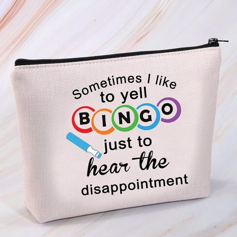 MNIGIU Bingo Gambler Gift Bingo Cosmetic Makeup Bag Sometimes I Like To Yell Bingo Zipper Pouch Toiletry Bag Bingo Player Gift (sometimes bingo bag) in Saudi Arabia