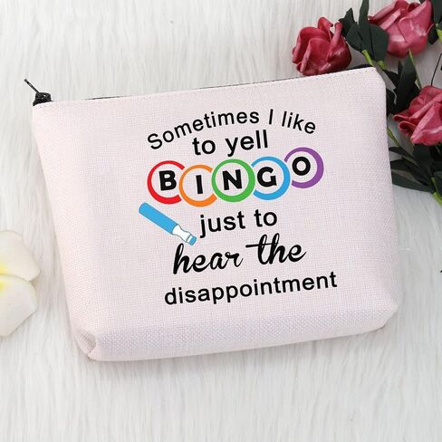 MNIGIU Bingo Gambler Gift Bingo Cosmetic Makeup Bag Sometimes I Like To Yell Bingo Zipper Pouch Toiletry Bag Bingo Player Gift (sometimes bingo bag) in Saudi Arabia