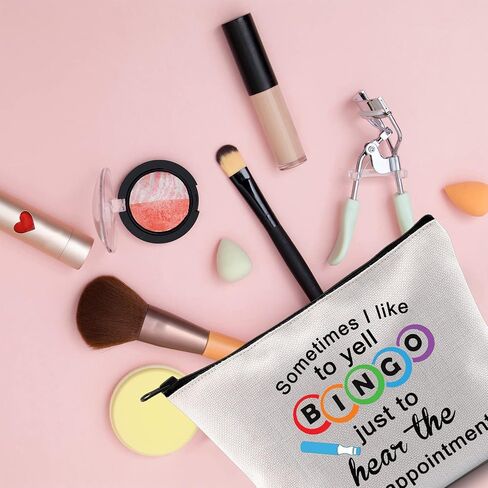 MNIGIU Bingo Gambler Gift Bingo Cosmetic Makeup Bag Sometimes I Like To Yell Bingo Zipper Pouch Toiletry Bag Bingo Player Gift (sometimes bingo bag) in Saudi Arabia