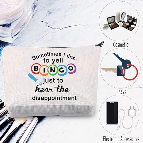 MNIGIU Bingo Gambler Gift Bingo Cosmetic Makeup Bag Sometimes I Like To Yell Bingo Zipper Pouch Toiletry Bag Bingo Player Gift (sometimes bingo bag) in Saudi Arabia