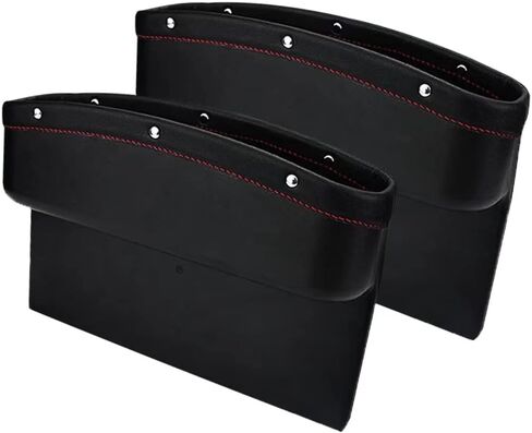 Car Seat Pockets PU Leather Car Console Side Organizer Seat Gap Filler Catch Caddy for Car Interior Accessories,Cellphone Wallet Coin Key with Non-Slip Mat 9.2x6.5x2.1 inch Black（2 Pack） in Saudi Arabia