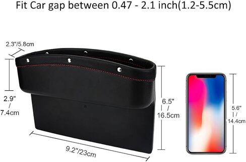 Car Seat Pockets PU Leather Car Console Side Organizer Seat Gap Filler Catch Caddy for Car Interior Accessories,Cellphone Wallet Coin Key with Non-Slip Mat 9.2x6.5x2.1 inch Black（2 Pack） in Saudi Arabia