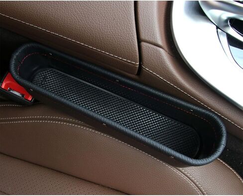 Car Seat Pockets PU Leather Car Console Side Organizer Seat Gap Filler Catch Caddy for Car Interior Accessories,Cellphone Wallet Coin Key with Non-Slip Mat 9.2x6.5x2.1 inch Black（2 Pack） in Saudi Arabia