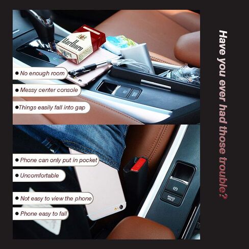 Car Seat Pockets PU Leather Car Console Side Organizer Seat Gap Filler Catch Caddy for Car Interior Accessories,Cellphone Wallet Coin Key with Non-Slip Mat 9.2x6.5x2.1 inch Black（2 Pack） in Saudi Arabia