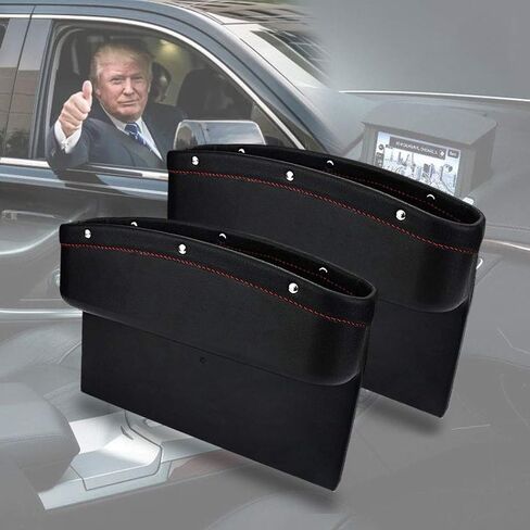 Car Seat Pockets PU Leather Car Console Side Organizer Seat Gap Filler Catch Caddy for Car Interior Accessories,Cellphone Wallet Coin Key with Non-Slip Mat 9.2x6.5x2.1 inch Black（2 Pack） in Saudi Arabia