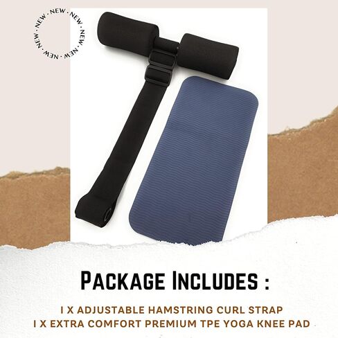 Nordic Hamstring Curl Strap with Knee Pad - Premium Comfort, Adjustable, Easy to Use Ab Workout, Glute, Leg Exercise, Strength Training, Sit-up, Spanish Squats, Sturdy & Quick Setup Home Gym Equipment in Saudi Arabia