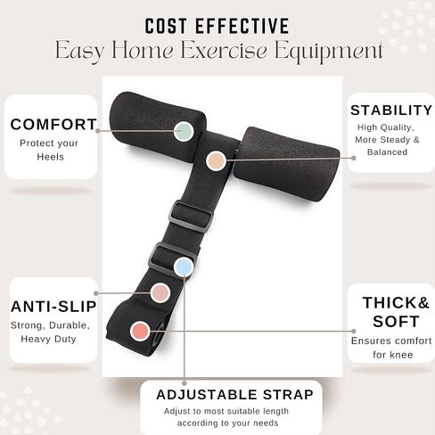 Nordic Hamstring Curl Strap with Knee Pad - Premium Comfort, Adjustable, Easy to Use Ab Workout, Glute, Leg Exercise, Strength Training, Sit-up, Spanish Squats, Sturdy & Quick Setup Home Gym Equipment in Saudi Arabia