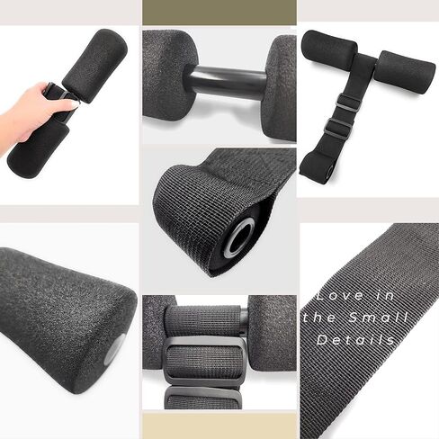 Nordic Hamstring Curl Strap with Knee Pad - Premium Comfort, Adjustable, Easy to Use Ab Workout, Glute, Leg Exercise, Strength Training, Sit-up, Spanish Squats, Sturdy & Quick Setup Home Gym Equipment in Saudi Arabia