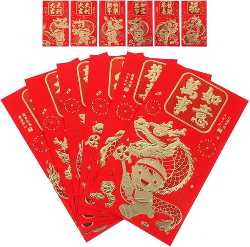 SAFIGLE السنة الصينية الجديدة المظاريف الحمراء 60pcs لطيف التنين الأحمر المغلف 2024 مظاريف السنة القمرية الجديدة هونغ باو الجيب الأحمر المظاريف المال محظوظ لعيد ميلاد عيد الربيع in Kuwait