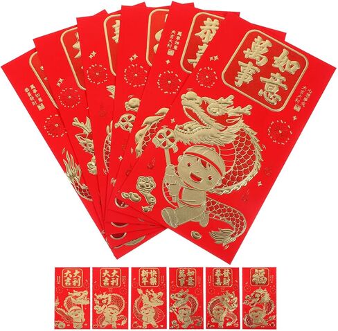 SAFIGLE السنة الصينية الجديدة المظاريف الحمراء 60pcs لطيف التنين الأحمر المغلف 2024 مظاريف السنة القمرية الجديدة هونغ باو الجيب الأحمر المظاريف المال محظوظ لعيد ميلاد عيد الربيع in Kuwait