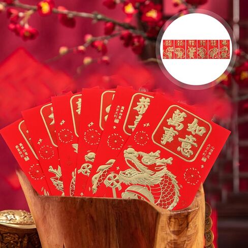 SAFIGLE السنة الصينية الجديدة المظاريف الحمراء 60pcs لطيف التنين الأحمر المغلف 2024 مظاريف السنة القمرية الجديدة هونغ باو الجيب الأحمر المظاريف المال محظوظ لعيد ميلاد عيد الربيع in Kuwait