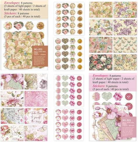 240 مجموعة من الأظرف الورقية المزخرفة العتيقة، VEINARDYL العتيقة ورقة هدية مغلف عملة مغلف بطاقة المعايدة مغلف سجل القصاصات ورقة الفن الحرفية للسفر مذكرات رصاصة المجلات الزفاف in Kuwait