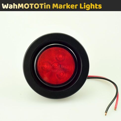 2 قطعة 2 بوصة مستديرة LED مقطورة تشغيل أضواء خلفية ماركر أضواء جانبية علامة 4 مصابيح LED حمراء مع حلقة مطاطية محكمة الغلق مقاومة للماء IP67 للشاحنة/القارب/RV/الشاحنة، تيار مستمر 12 فولت in Kuwait