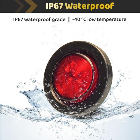 2 قطعة 2 بوصة مستديرة LED مقطورة تشغيل أضواء خلفية ماركر أضواء جانبية علامة 4 مصابيح LED حمراء مع حلقة مطاطية محكمة الغلق مقاومة للماء IP67 للشاحنة/القارب/RV/الشاحنة، تيار مستمر 12 فولت in Kuwait