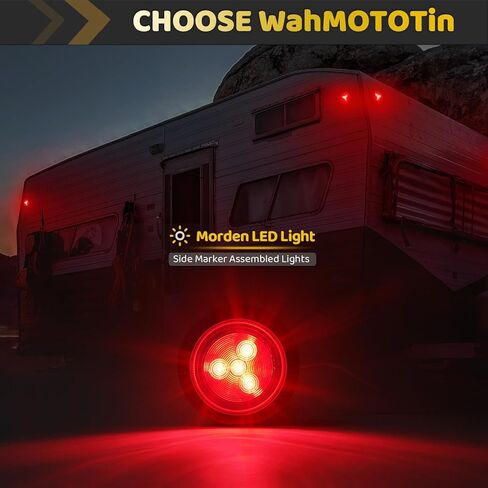 2 قطعة 2 بوصة مستديرة LED مقطورة تشغيل أضواء خلفية ماركر أضواء جانبية علامة 4 مصابيح LED حمراء مع حلقة مطاطية محكمة الغلق مقاومة للماء IP67 للشاحنة/القارب/RV/الشاحنة، تيار مستمر 12 فولت in Kuwait