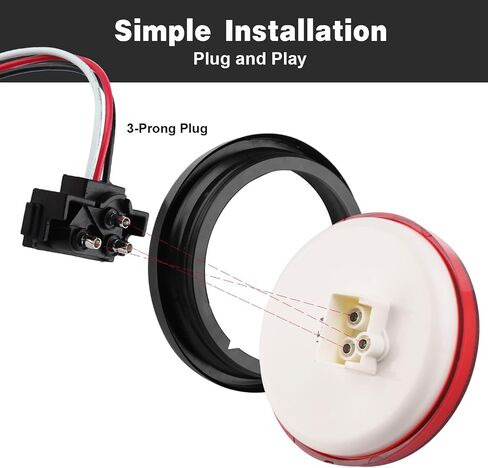 4Pcs 4" Round Red LED Trailer Tail Lights Kit 40 LED, 4 Inch Round Led Stop Turn Tail Lights Trailer Brake Lights Flush Mount for RV Trucks, Rubber Grommets and 3-Prong Wire Pigtails Included in Saudi Arabia