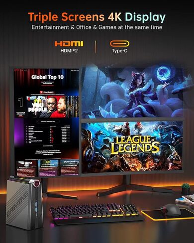 كمبيوتر KAMRUI Mini Gaming PC، AMD Ryzen 7 7735HS (يصل إلى 4.75 جيجا هرتز) ذاكرة الوصول العشوائي 32 جيجا بايت ثنائي القناة 512 جيجا NVME SSD، كمبيوتر صغير مكتبي للألعاب AMR5 3 أوضاع تبديل PERF، ضوء RGB، 4K UHD، نوع C، WiFi6/BT5.2 in Kuwait