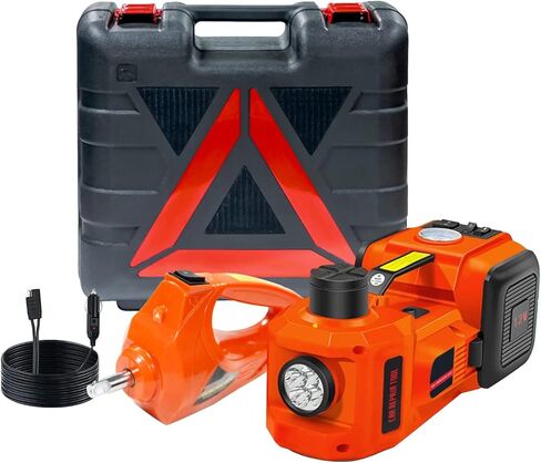 طقم مقبس السيارة الكهربائية 5 طن 12 فولت مقبس سيارة هيدروليكي مع مفتاح ربط كهربائي، ضاغط هواء منفاخ الإطارات، مقبس كهربائي 4 في 1 لسيارة سيدان SUV MPV شاحنة مع ضوء LED in Kuwait