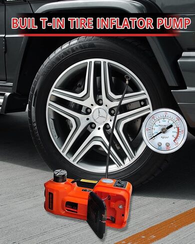 طقم مقبس السيارة الكهربائية 5 طن 12 فولت مقبس سيارة هيدروليكي مع مفتاح ربط كهربائي، ضاغط هواء منفاخ الإطارات، مقبس كهربائي 4 في 1 لسيارة سيدان SUV MPV شاحنة مع ضوء LED in Kuwait