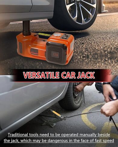 طقم مقبس السيارة الكهربائية 5 طن 12 فولت مقبس سيارة هيدروليكي مع مفتاح ربط كهربائي، ضاغط هواء منفاخ الإطارات، مقبس كهربائي 4 في 1 لسيارة سيدان SUV MPV شاحنة مع ضوء LED in Kuwait