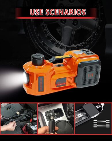 طقم مقبس السيارة الكهربائية 5 طن 12 فولت مقبس سيارة هيدروليكي مع مفتاح ربط كهربائي، ضاغط هواء منفاخ الإطارات، مقبس كهربائي 4 في 1 لسيارة سيدان SUV MPV شاحنة مع ضوء LED in Kuwait