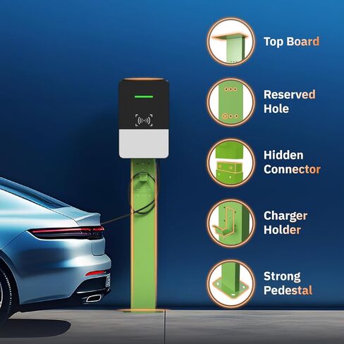 EVSE Wall Connector Pedestal for Tesla, Mounted EV Charging Station Stand, Electric Vehicle Charging Station EV Charger Pedestal Stand for Tesla Wall Connector Gen 2/3(Green) in Kuwait